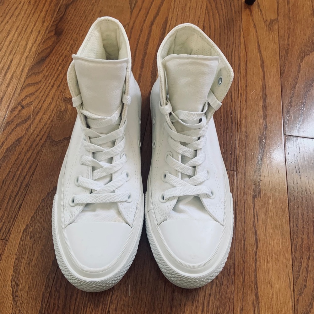 New All White Hi Top Converse